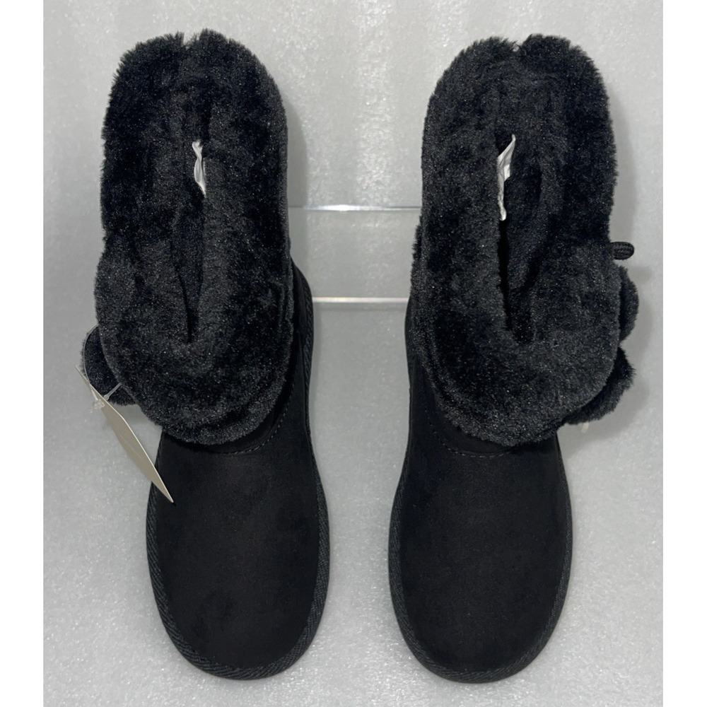Thereabouts Willa Flat Heel Black Winter Boots Faux Fur Girls Size 12 NEW - Picture 6 of 16